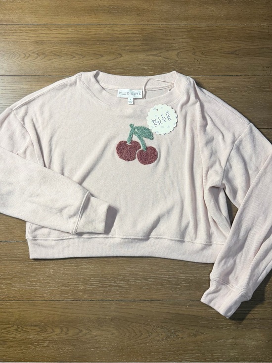 Wild Skye Sweaters - Wild Skye Pastel Pink Cherry Cropped Lightweight Sweatshirt NWT size M